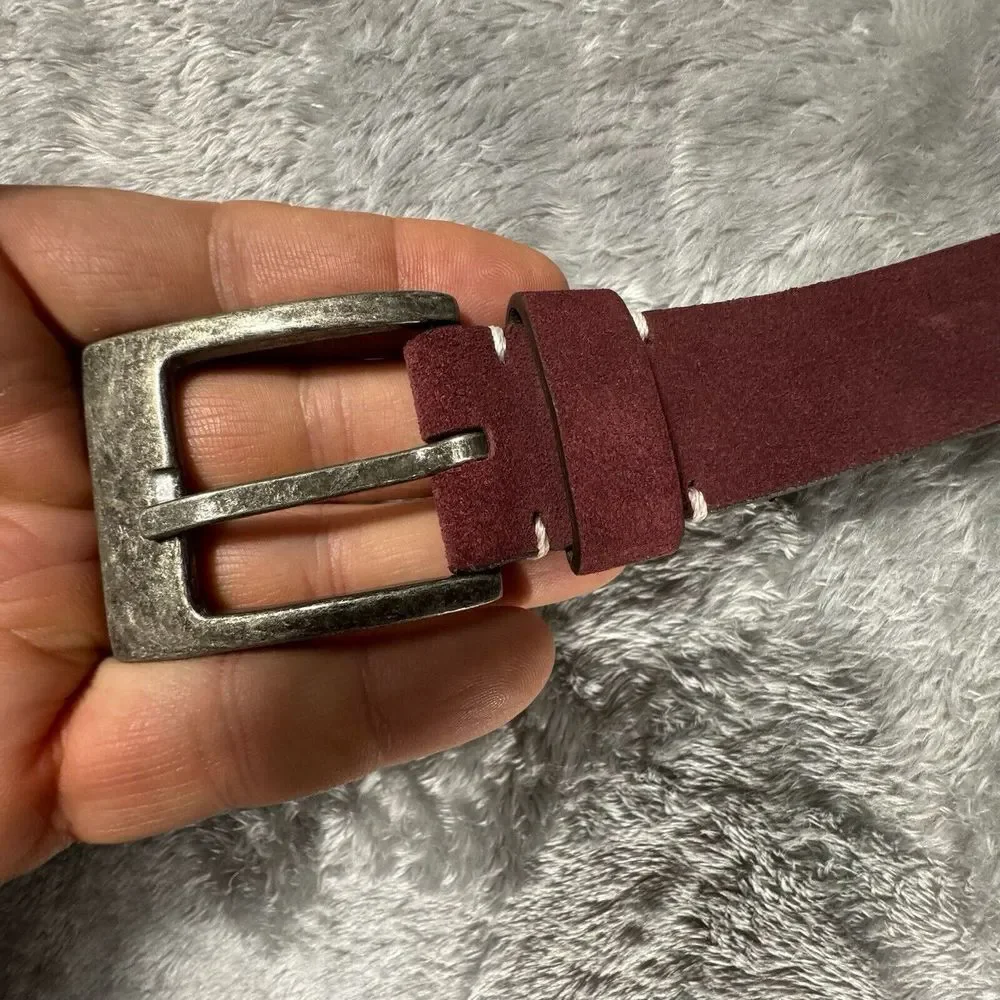 ROBERT GRAHAM Belt Mens‎ 40 Burgundy Suede Silvertone Buckle Wine